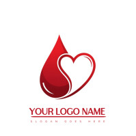 White Modern & Minimal Blood Donation Charity Blood Donor Foundation Blood Red Drop Heart Save Life Logo template