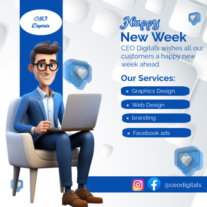 White Modern & Minimal Blue Instagram Post Instagram Post Template ...