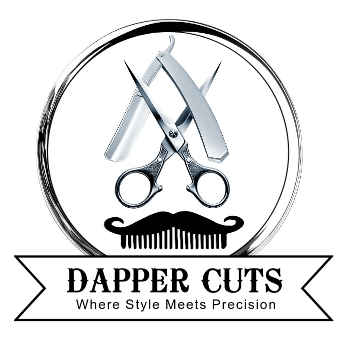 White Modern & Minimal Bold Vintage Barber Shop Logo Template – Editable Men’s Grooming & Haircut Br Logótipo