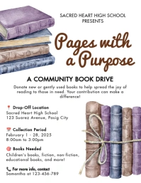 White Modern & Minimal Book Drive Flyer Flyer (us Letter) template