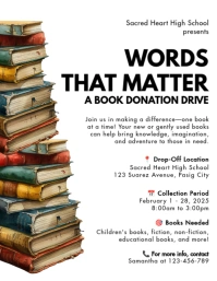 White Modern & Minimal Book Drive Flyer Flyer (us Letter) template