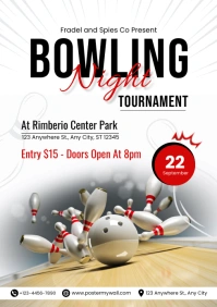 White Modern & Minimal Bowling Night Tourname A4 template