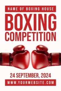 White Modern & Minimal Boxing Competition Pos Poster template