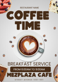 White Modern & Minimal Breakfast Flyer  A3 template