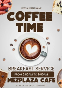 White Modern & Minimal Breakfast Flyer  A3 template