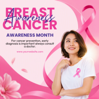 Белый Breast Cancer Awareness Instagram-bericht Template