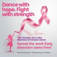 White Breast Cancer Awareness โพสต์บน Instagram Template