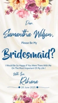White Modern & Minimal Bridesmaid Modern Wedding  Instagram Story template