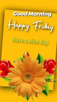 White Modern & Minimal Bright Happy Friday Good Morning Floral Poster – Positive Vibes Wall Art Digi Display digitale (9:16) template