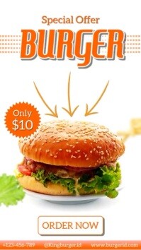 White Modern & Minimal Burger Weekend Special Sale Instagram Story template