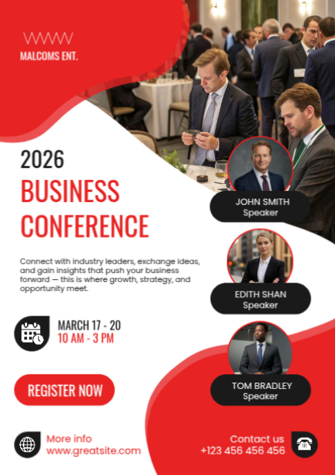 Plantilla de White Modern & Minimal Business Conference A2 | PosterMyWall