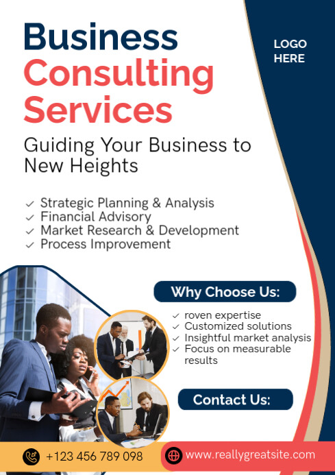 White Modern & Minimal Business Consulting Services A4 template