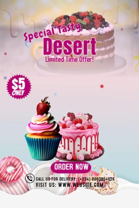 White Modern & Minimal Cake Design Template Poster