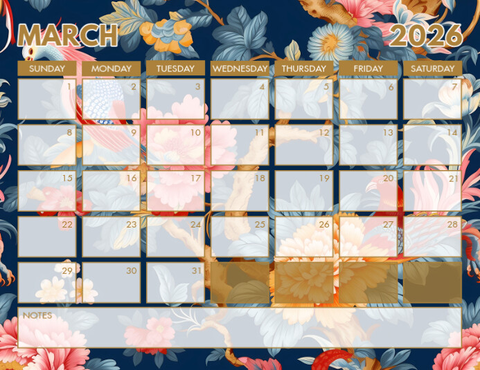 White Modern & Minimal Calendar March 2026 Flyer (us Letter) template