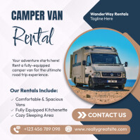 White Modern & Minimal Camper Van Rental Instagram Post template