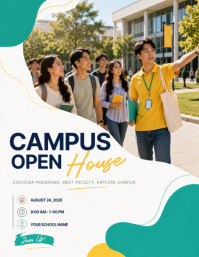White Modern & Minimal Campus Open House Flyer Folder (US Letter) template