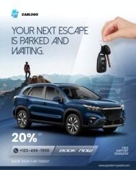 White Modern & Minimal Car Rental Instagram Portrait template
