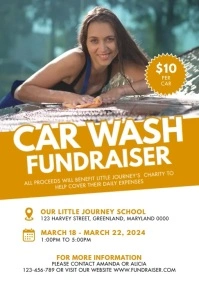 White Modern & Minimal Car Wash Fundraiser A4 template