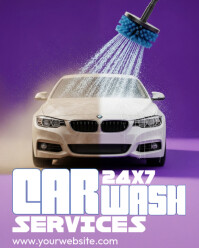 White Modern & Minimal Car Wash Instagram Portrait template
