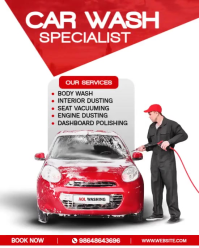 White Modern & Minimal Car Wash Service Poster Instagram Portrait template