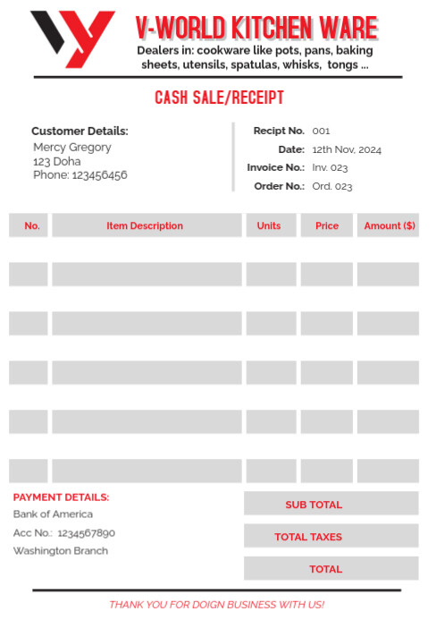 Example A5 Receipt White Modern & Minimal Cash Sale Receipt Template A5 | PosterMyWall