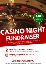 White Modern & Minimal Casino Night Fundraise A4 template