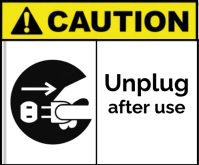White Modern & Minimal Caution Safety Sign – Unplug After Use Warning Poster Medium Rectangle template