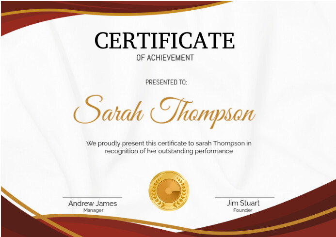 White Modern & Minimal Certificate Of Achievement A4 Template ...