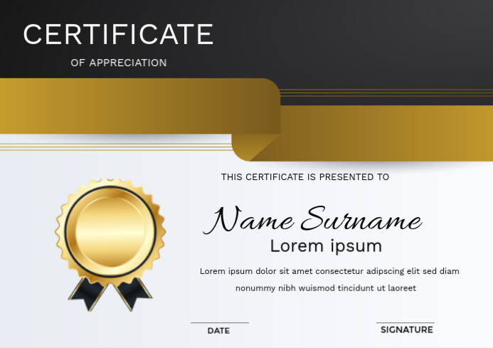 White Modern & Minimal Certificate Of Appreciation A4 template