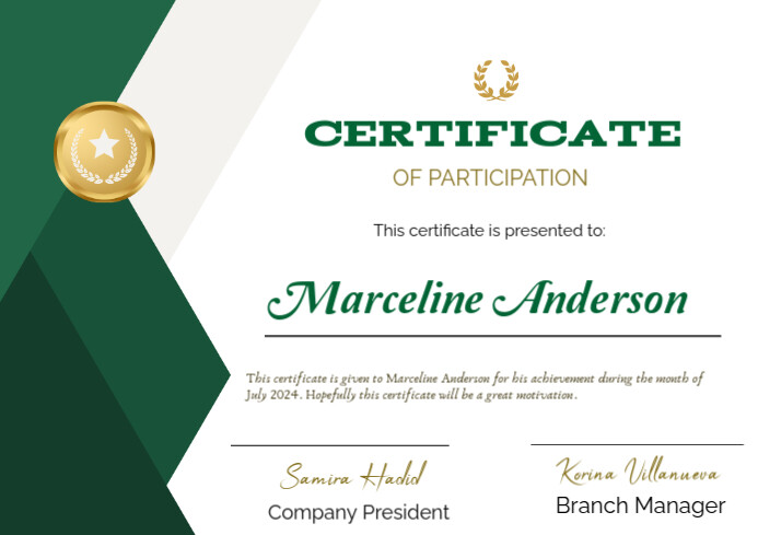 White Modern & Minimal Certificate Of Partiipation Achievement  A4 template