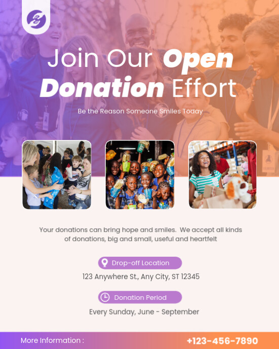 White Modern & Minimal Charity And Donation Instagram Portrait template