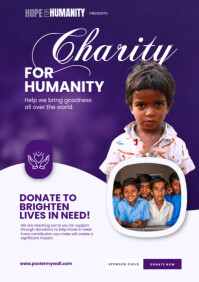 White Modern & Minimal Charity For Humanity A4 template