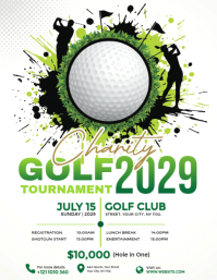 White Modern & Minimal Charity Golf Tournament Flyer Pamflet (Letter AS) template