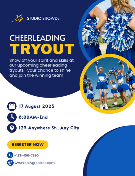 White Modern & Minimal Cheerleading Tryout Flyer (us Letter) 传单(美国信函) template