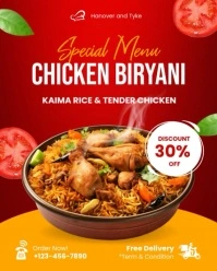 White Modern & Minimal Chicken Biryani Instagram Portrait template