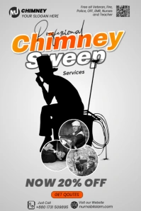 White Modern & Minimal Chimney Sweep Pinterest Graphic template