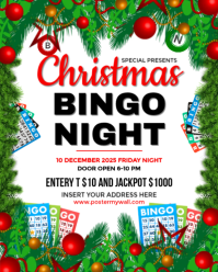 White Modern & Minimal Christmas Bingo Night Instagram Portrait template