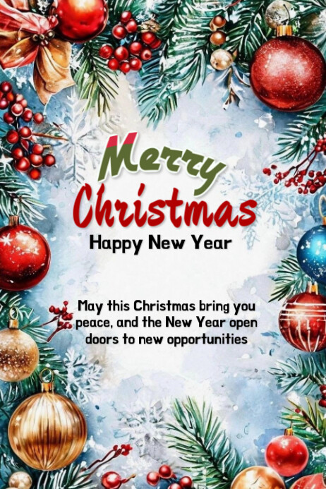 White Modern & Minimal Christmas Card Poster Template | PosterMyWall