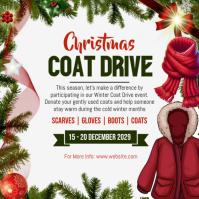 White Modern & Minimal Christmas Coat Drive Event Ad Instagram Post Wpis na Instagrama template