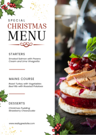 White Modern & Minimal Christmas Menu A6 template