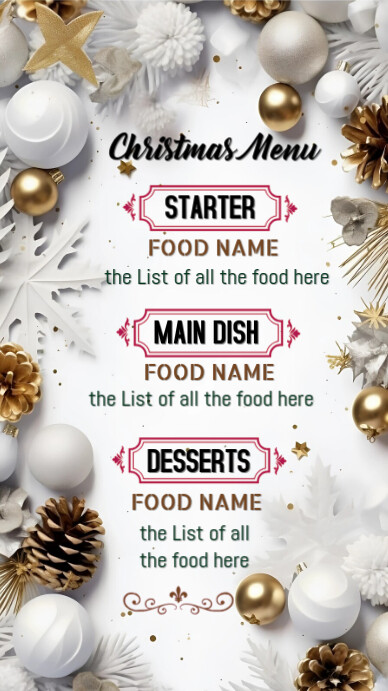 White Modern & Minimal Christmas Menu Whatsapp Status template