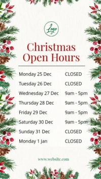 White Modern & Minimal Christmas Open Hours Instagram Story Instagram-verhaal template