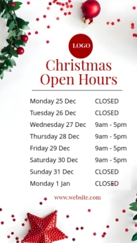 White Modern & Minimal Christmas Open Hours Instagram Story Instagram-verhaal template