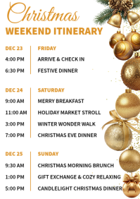White Christmas Weekend Itinerary A4 Template