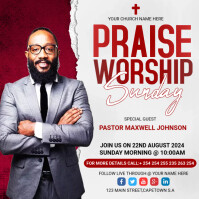 White Modern & Minimal Church Praise And Worship Service Event Instagram Post template