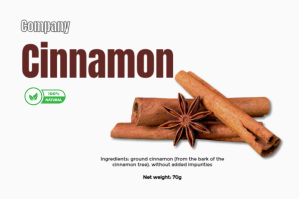 White Modern & Minimal Cinnamon Label Étiquette template