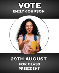 White Modern & Minimal Class Election Campaign Poster Instagram Portrait template
