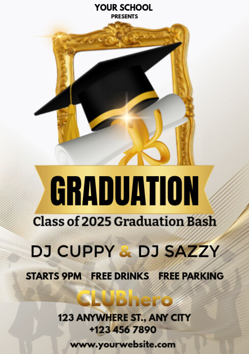 White Modern & Minimal Class Of 2025 Graduation Bash A4 Template ...