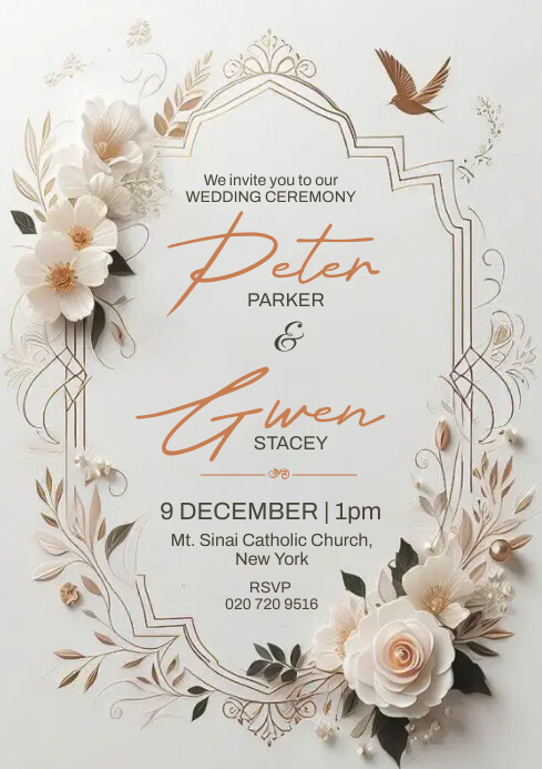 Copy of White Modern & Minimal Classy Wedding In A4 | PosterMyWall