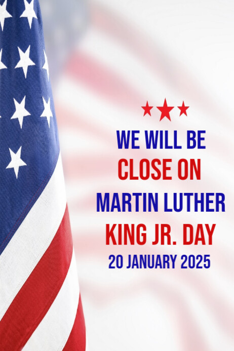 White Modern & Minimal Close For Martin Luther King Jr Day Poster ...